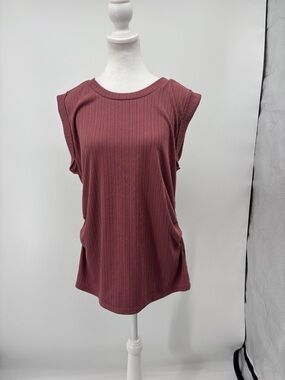 Nine West Ribbed Sleeveless Tank - Dusty Rose